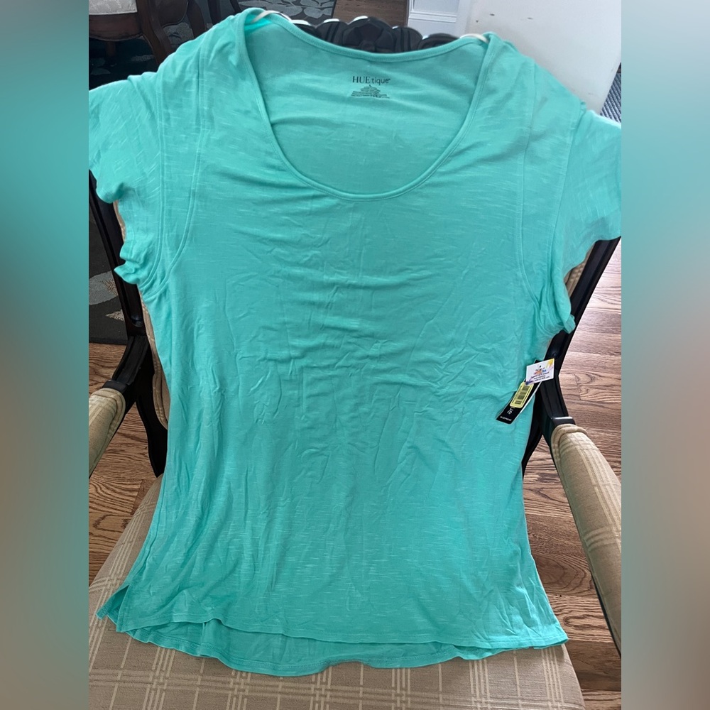 👗👗👗👗HUE Women's Scoop Neck Tee or Sleepwear in Aqua Mint NWT